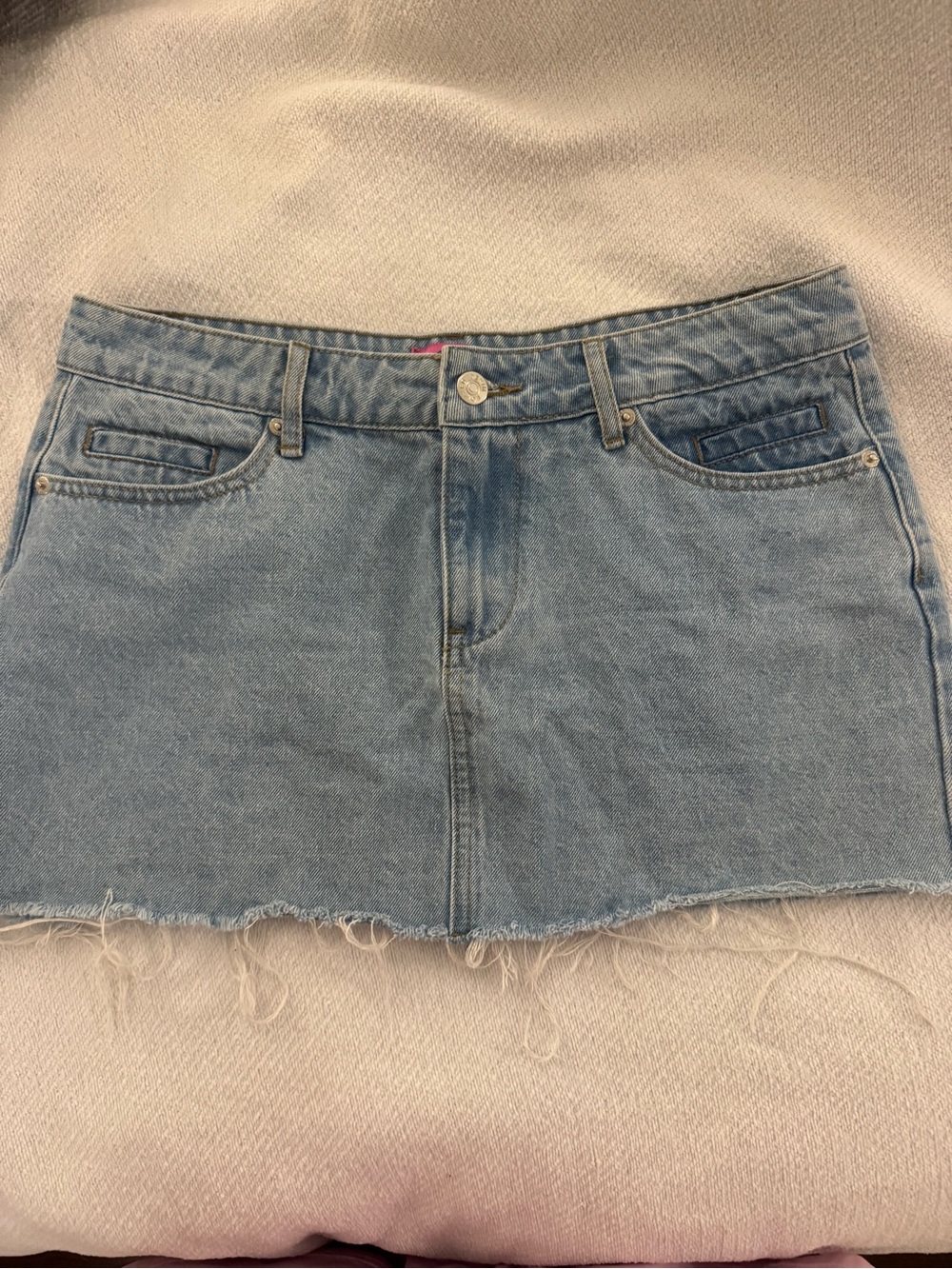 Edikted Light Blue Denim Mini Skirt